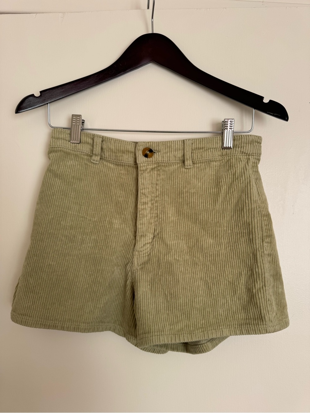 Billabong Olive Green Corduroy High-Waist Shorts